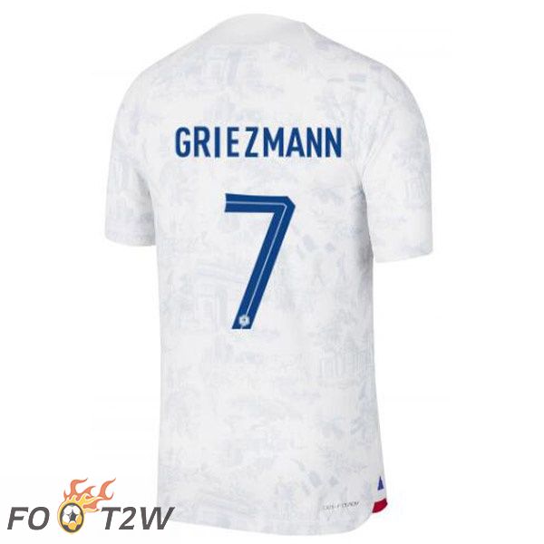 Maillots Equipe De France (GRIEZMANN 7) Exterieur Blanc Coupe du monde 2022