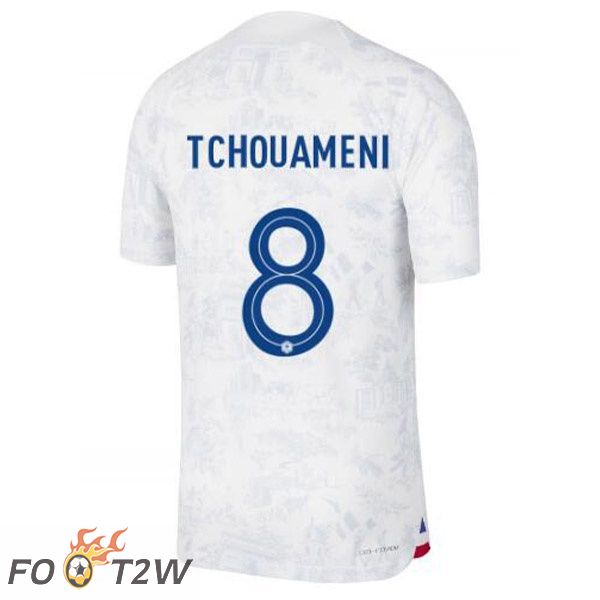 Maillots Equipe De France (TCHOUAMENI 8) Exterieur Blanc Coupe du monde 2022