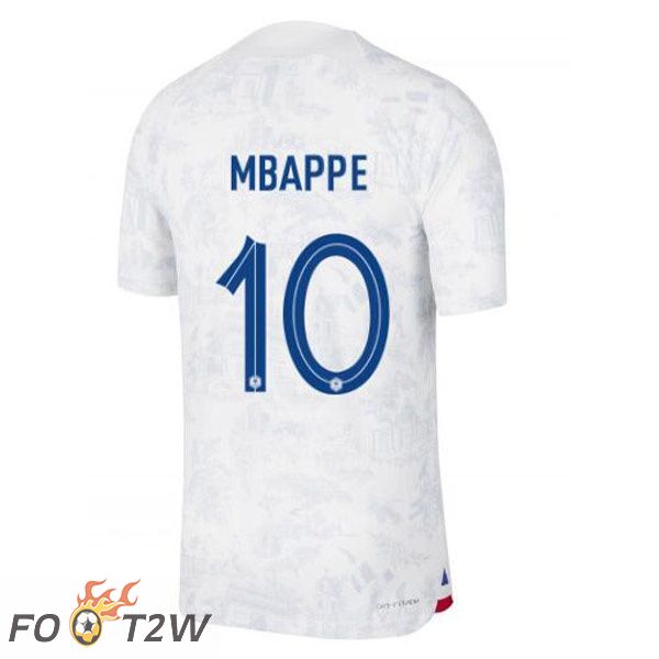 Maillots Equipe De France (MBAPPE 10) Exterieur Blanc Coupe du monde 2022