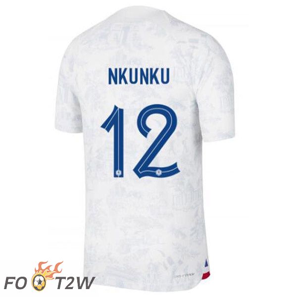 Maillots Equipe De France (NKUNKU 12) Exterieur Blanc Coupe du monde 2022