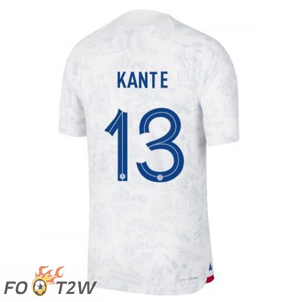 Maillots Equipe De France (KANTE 13) Exterieur Blanc Coupe du monde 2022