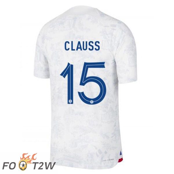 Maillots Equipe De France (CLAUSS 15) Exterieur Blanc Coupe du monde 2022