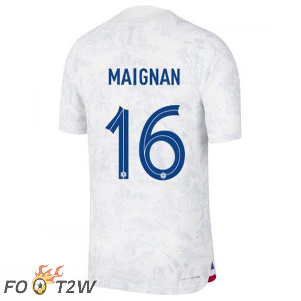 Maillots Equipe De France (MAIGNAN 16) Exterieur Blanc Coupe du monde 2022