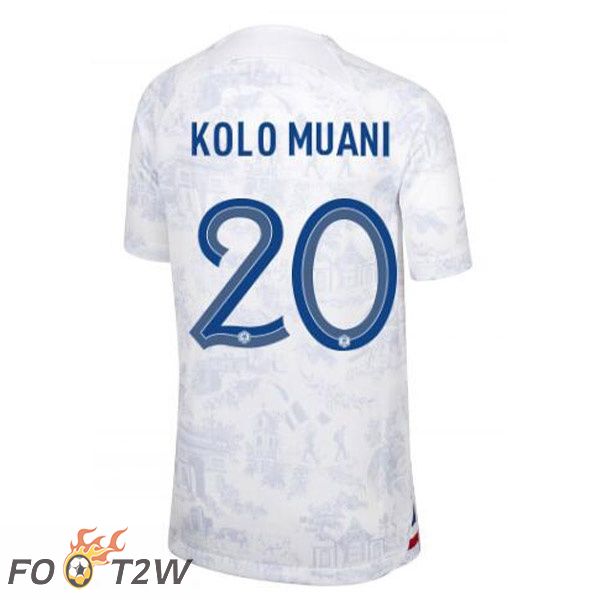 Maillots Equipe De France (KOLO MUANI 20) Exterieur Blanc Coupe du monde 2022