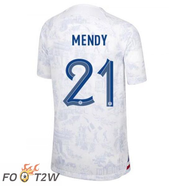 Maillots Equipe De France (MENDY 21) Exterieur Blanc Coupe du monde 2022