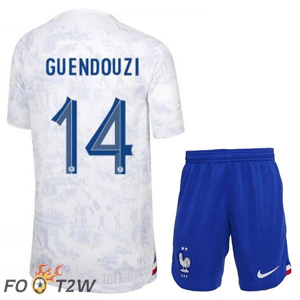 Maillots Equipe De France (GUENDOUZI 14) Enfant Exterieur Blanc Coupe du monde 2022