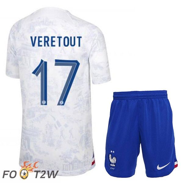 Maillots Equipe De France (VERETOUT 17) Enfant Exterieur Blanc Coupe du monde 2022