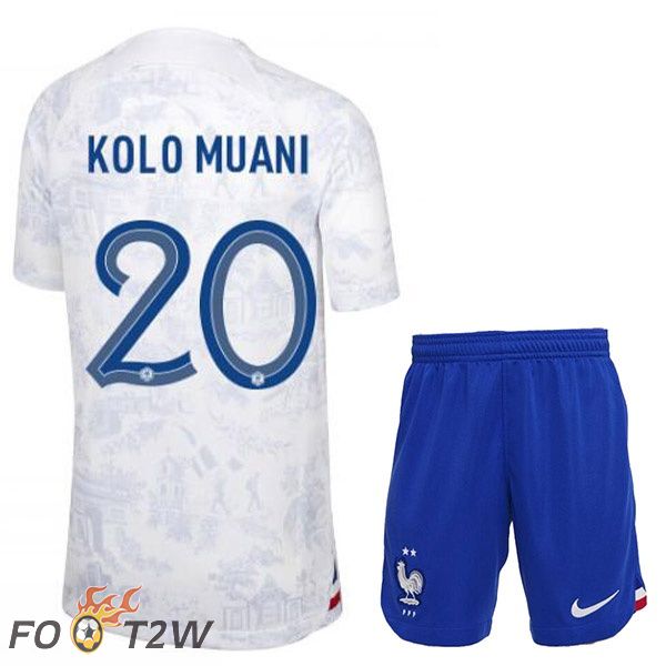 Maillots Equipe De France (KOLO MUANI 20) Enfant Exterieur Blanc Coupe du monde 2022