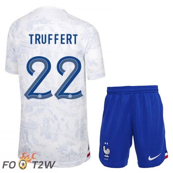 Maillots Equipe De France (TRUFFERT 22) Enfant Exterieur Blanc Coupe du monde 2022