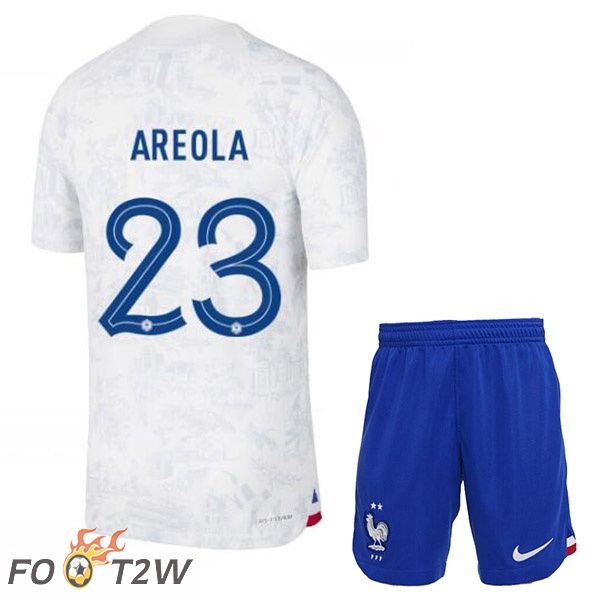 Maillots Equipe De France (AREOLA 23) Enfant Exterieur Blanc Coupe du monde 2022