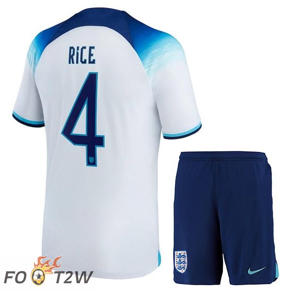 Maillots Equipe De Angleterre (RICE 4) Enfant Domicile Blanc Coupe du monde 2022