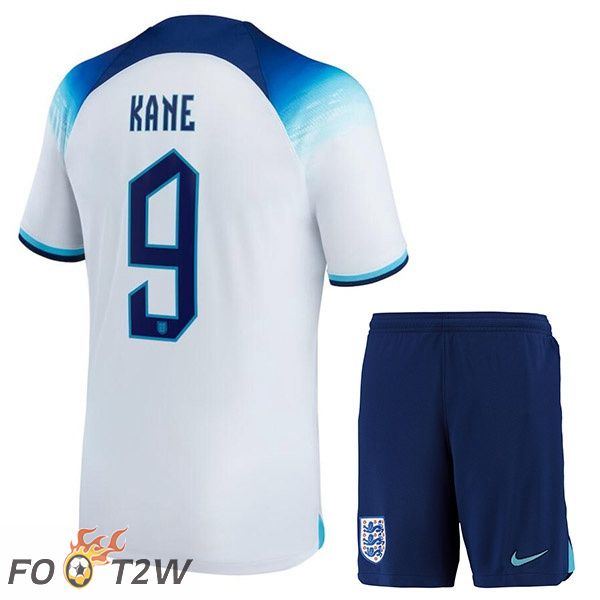 Maillots Equipe De Angleterre (KANE 9) Enfant Domicile Blanc Coupe du monde 2022