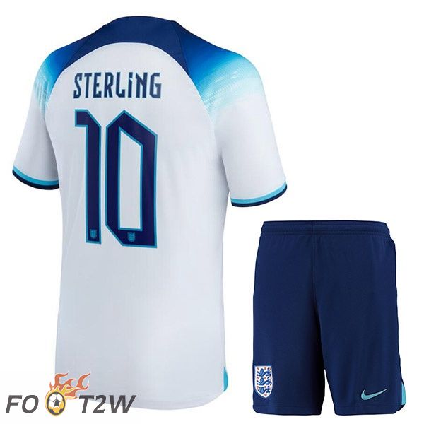 Maillots Equipe De Angleterre (STERLING 10) Enfant Domicile Blanc Coupe du monde 2022