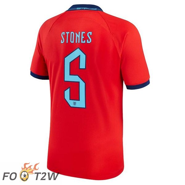 Maillots Equipe De Angleterre (STONES 5) Exterieur Rouge Coupe du monde 2022