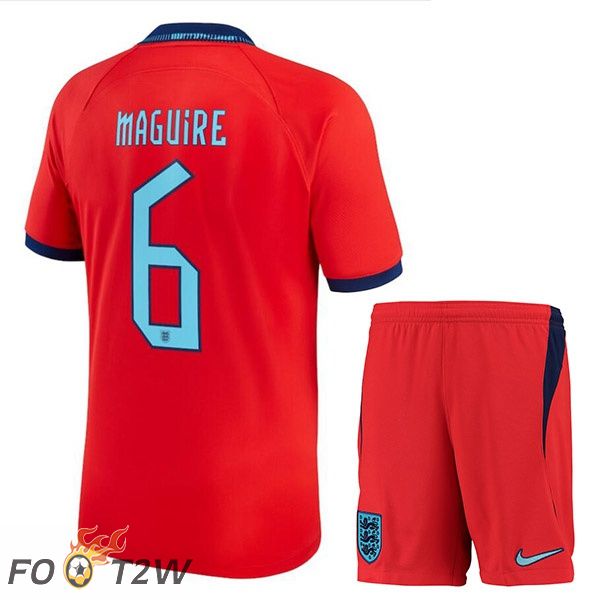 Maillots Equipe De Angleterre (MAGUIRE 6) Enfant Exterieur Rouge Coupe du monde 2022