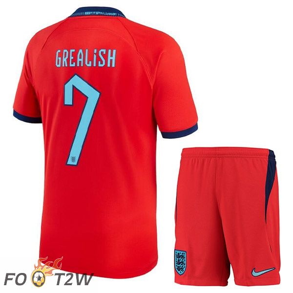 Maillots Equipe De Angleterre (GREALISH 7) Enfant Exterieur Rouge Coupe du monde 2022