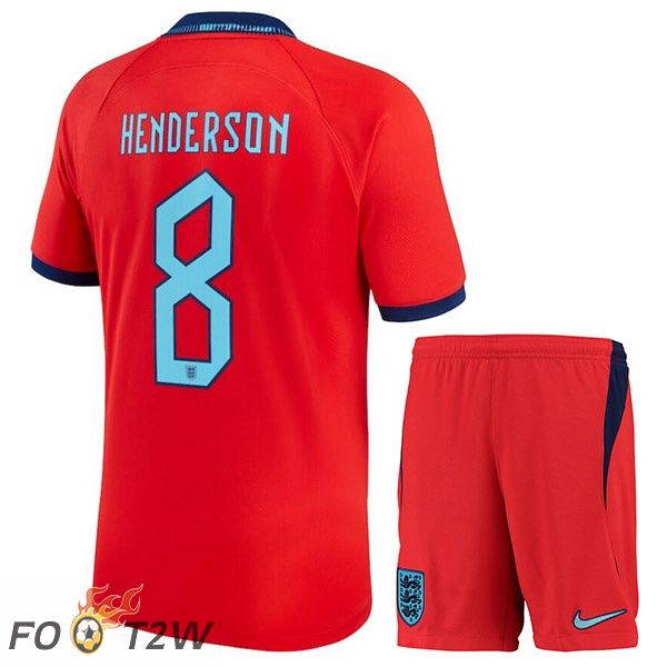 Maillots Equipe De Angleterre (HENDERSON 8) Enfant Exterieur Rouge Coupe du monde 2022