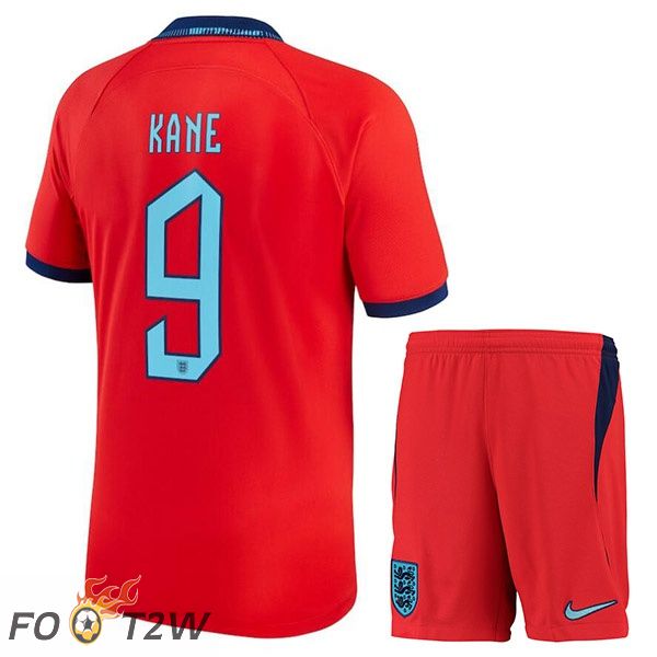 Maillots Equipe De Angleterre (KANE 9) Enfant Exterieur Rouge Coupe du monde 2022