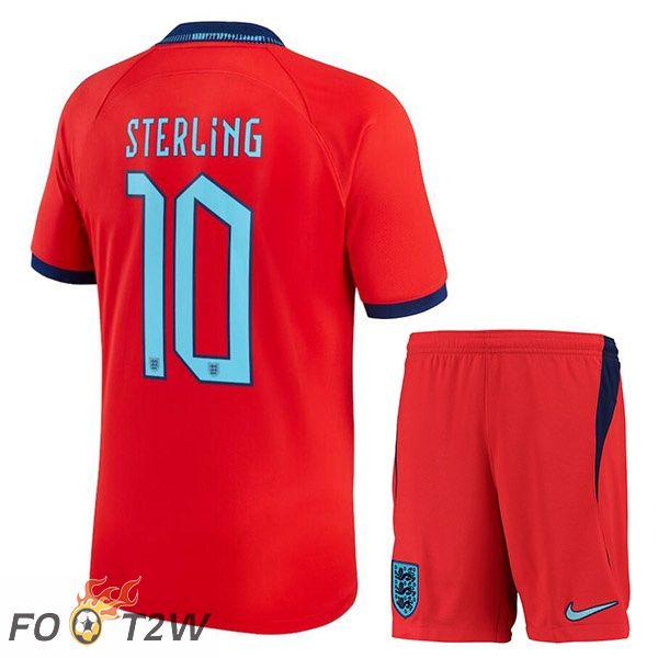 Maillots Equipe De Angleterre (STERLING 10) Enfant Exterieur Rouge Coupe du monde 2022