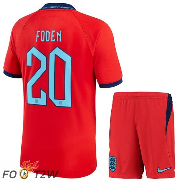 Maillots Equipe De Angleterre (FODEN 20) Enfant Exterieur Rouge Coupe du monde 2022