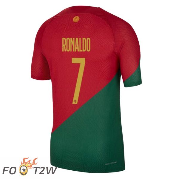 Maillots Equipe De Portugal (RONALDO 7) Domicile Rouge Vert Coupe du monde 2022