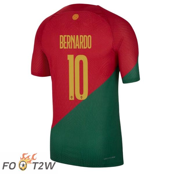 Maillots Equipe De Portugal (BERNARDO 10) Domicile Rouge Vert Coupe du monde 2022