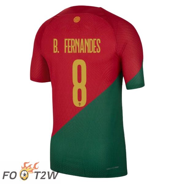 Maillots Equipe De Portugal (J. MOUTINHO 8) Domicile Rouge Vert Coupe du monde 2022