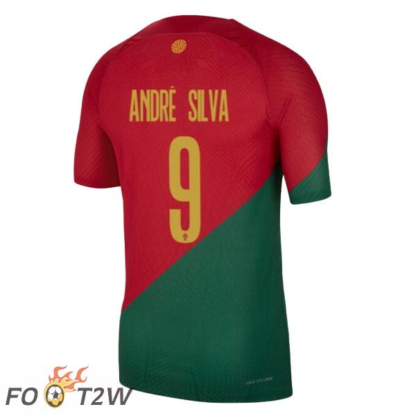 Maillots Equipe De Portugal (ANDRÉ SILVA 9) Domicile Rouge Vert Coupe du monde 2022