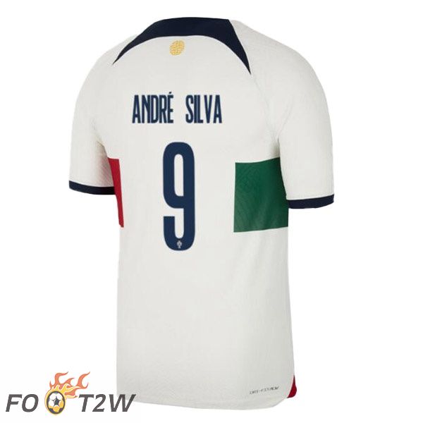 Maillots Equipe De Portugal (ANDRÉ SILVA 9) Exterieur Blanc Rouge Coupe du monde 2022