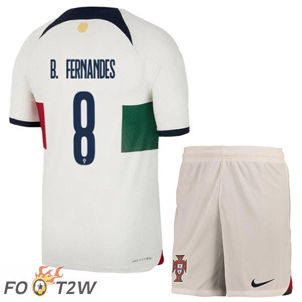 Maillots Equipe De Portugal (J. MOUTINHO 8) Enfant Exterieur Blanc Rouge Coupe du monde 2022