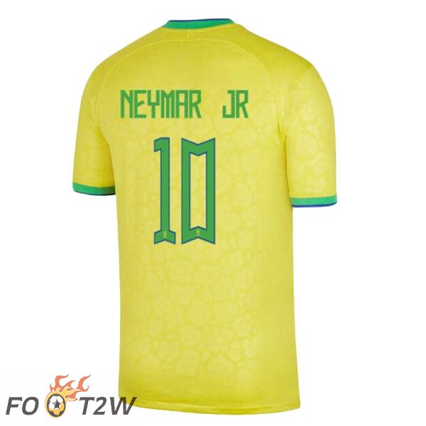 Maillots Equipe De Bresil (NEYMAR JR 10) Domicile Jaune Coupe du monde 2022