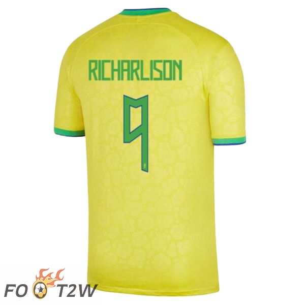 Maillots Equipe De Bresil (RICHARLISON 9) Domicile Jaune Coupe du monde 2022