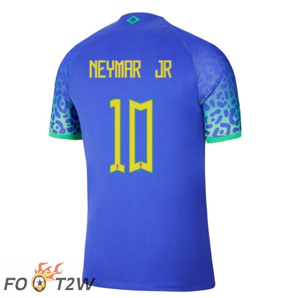 Maillots Equipe De Bresil (NEYMAR JR 10) Exterieur Bleu Coupe du monde 2022