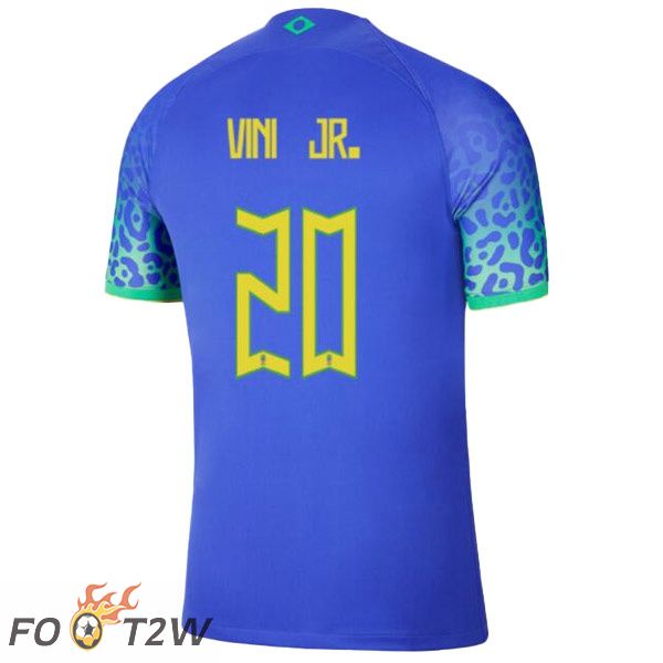 Maillots Equipe De Bresil (VINI JR. 20) Exterieur Bleu Coupe du monde 2022