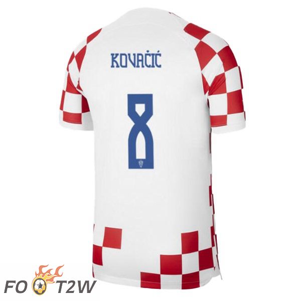 Maillot Foot Equipe De Croatie (KOVAČIĆ 8) Domicile Blanc Rouge Coupe Du Monde 2022