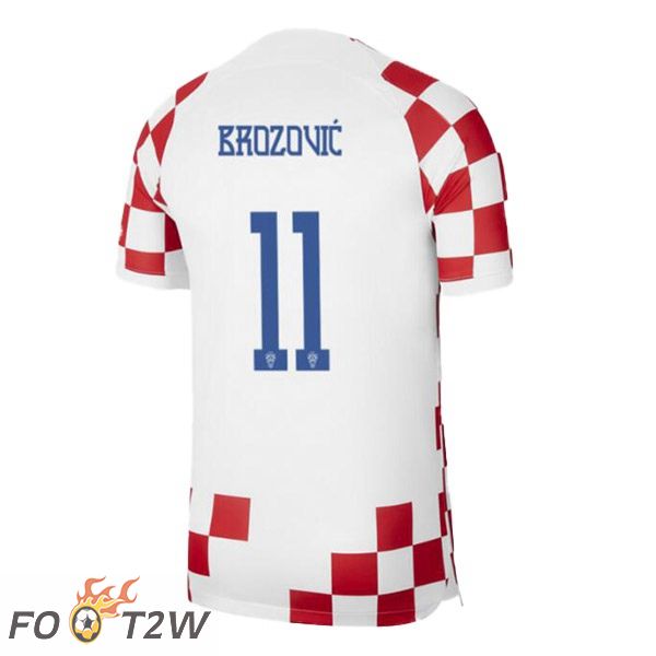 Maillot Foot Equipe De Croatie (BROZOVIĆ 11) Domicile Blanc Rouge Coupe Du Monde 2022