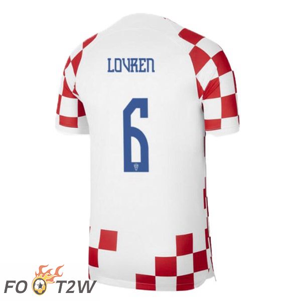 Maillot Foot Equipe De Croatie (LOVREN 6) Domicile Blanc Rouge Coupe Du Monde 2022