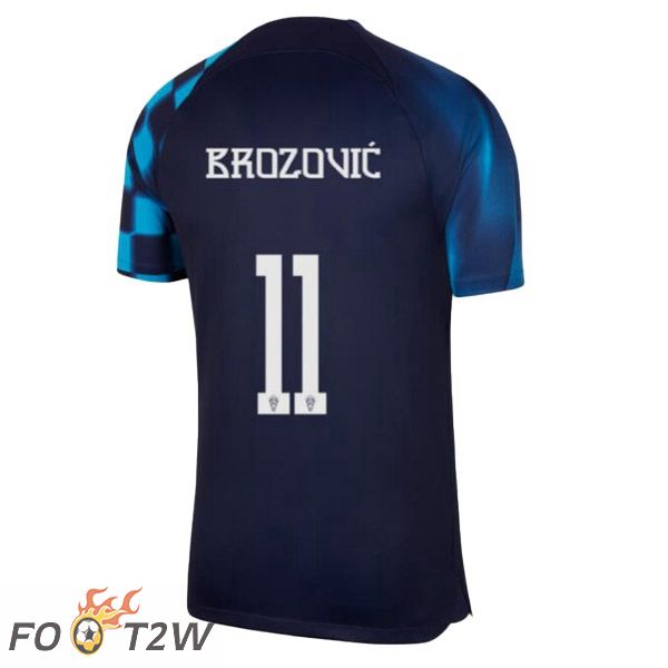 Maillot Foot Equipe De Croatie (BROZOVIĆ 11) Exterieur Noir Bleu Coupe Du Monde 2022