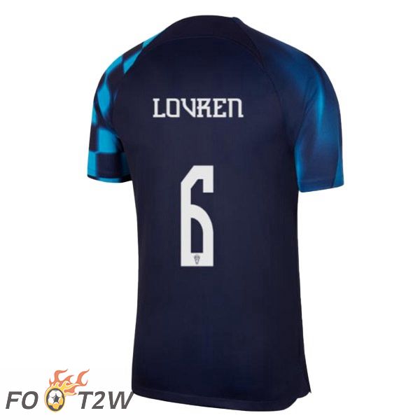 Maillot Foot Equipe De Croatie (LOVREN 6) Exterieur Noir Bleu Coupe Du Monde 2022