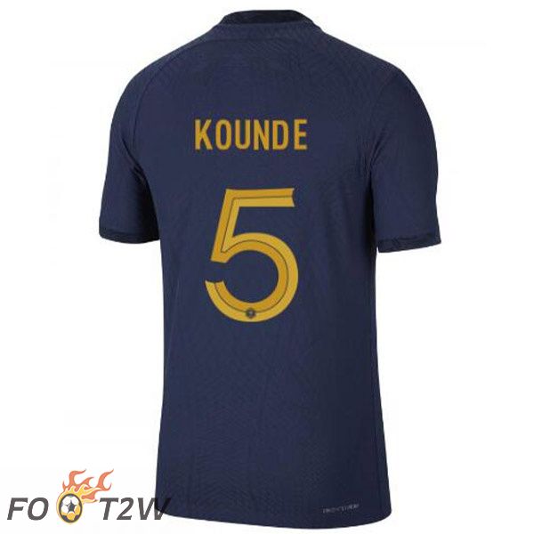 Maillots Equipe De France (KOUNDE 5) Domicile Bleu Royal Coupe du monde 2022