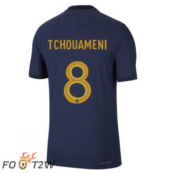 Maillots Equipe De France (TCHOUAMENI 8) Domicile Bleu Royal Coupe du monde 2022