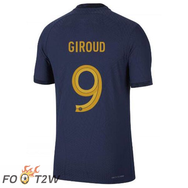 Maillots Equipe De France (GIROUD 9) Domicile Bleu Royal Coupe du monde 2022