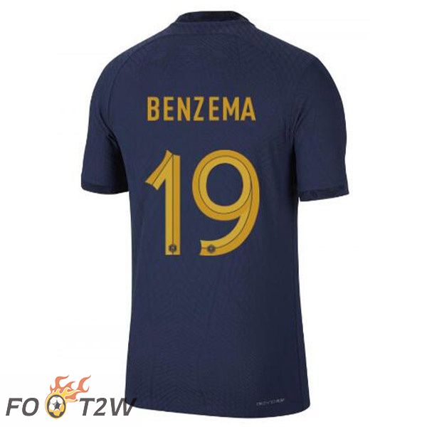 Maillots Equipe De France (BENZEMA 19) Domicile Bleu Royal Coupe du monde 2022