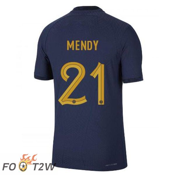 Maillots Equipe De France (MENDY 21) Domicile Bleu Royal Coupe du monde 2022