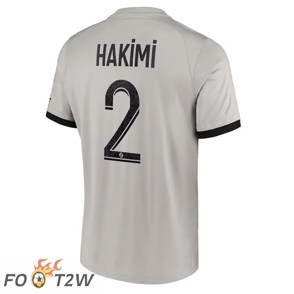 Maillot de Foot Paris PSG (Hakimi 2) Exterieur Gris 2022/2023