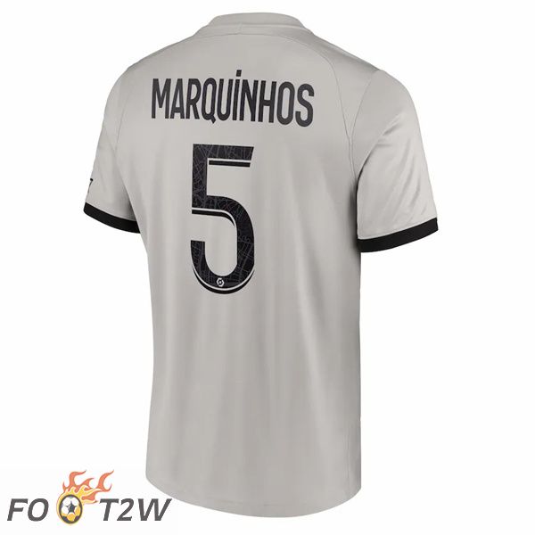 Maillot de Foot Paris PSG (Marquinhos 5) Exterieur Gris 2022/2023