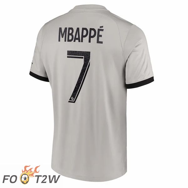 Maillot de Foot Paris PSG (Mbappé 7) Exterieur Gris 2022/2023