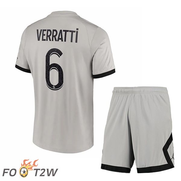 Maillot de Foot Paris PSG (Verratti 6) Enfant Exterieur Gris 2022/2023