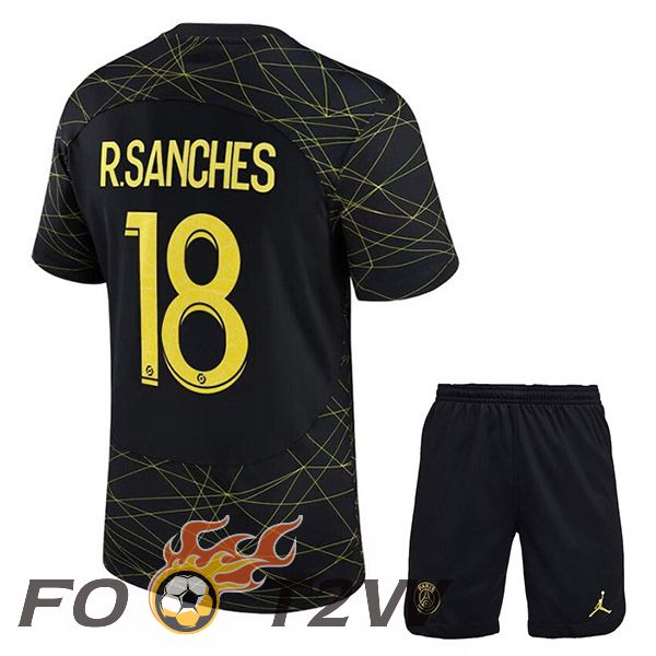 Maillot De Foot Paris PSG (R.SANCHES 18) Enfant Quatrieme Noir 2022/2023