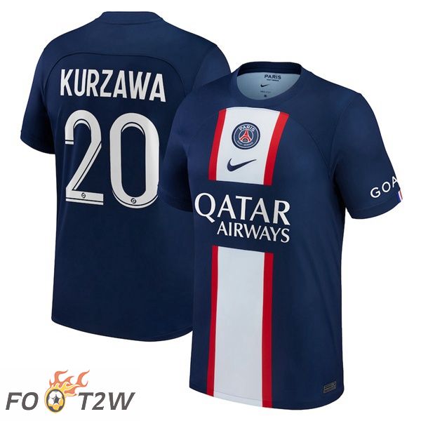 Maillot De Foot Paris PSG (Kurzawa 20) Domicile Bleu Royal 22/23